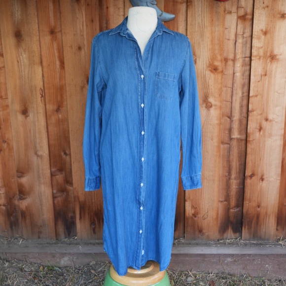 Grayson 100% Cotton Jean Denim Button Down Midi Shirt Dress Woman's Size M - Picture 1 of 17